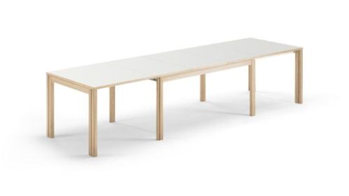 Skovby SM23 Spisebord inkl. 3 Tillægsplader 90x150 cm - Hvidolieret Eg/Hvid Laminat