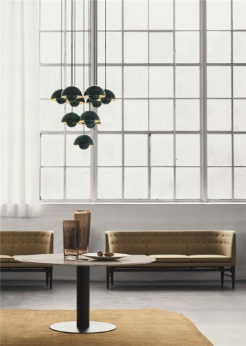 &Tradition In Between SK20 Dining Table Ø: 150 cm - Nero Marquina Marble/Bronzed
