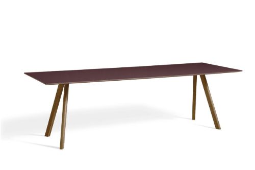 HAY CPH 30 Table 250x90x74 cm - Lacquered Solid Walnut/Burgundy Linoleum