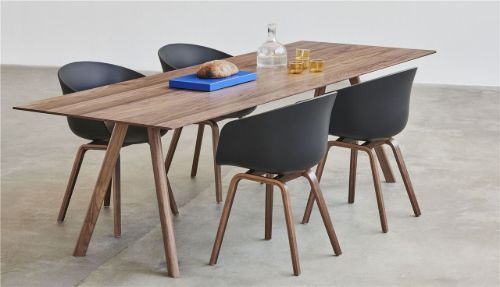 HAY CPH 30 Table 250x90x74 cm - Lacquered Solid Walnut/Burgundy Linoleum