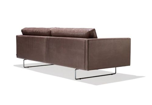Søren Lund SL 286 2,5 Pers. Sofa L: 215 cm - Teak Genova Læder/Stål Sokkel K16