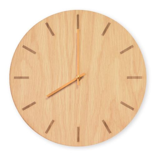 Hemverk Vægur Ø: 38 cm – Light Oak/Gold