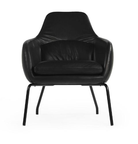 Bent Hansen Primum Asento Loungestol SH: 41 cm - Zenzo 2 207 Læder/Sort Stål