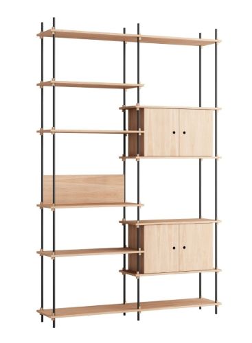 Moebe Shelving System Double w. Cabinets 255x162 cm - Oak/Black
