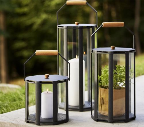 Cane-line Outdoor Lightlux Lanterne m. Hank Stor H: 52 cm - Lava Grey Aluminium/Teak