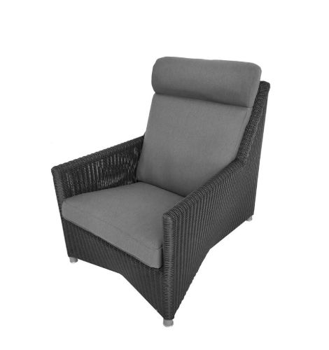 Cane-line Outdoor Diamond Highback Stol inkl. Natté Hyndesæt SH: 42 cm - Grey/Graphite Weave