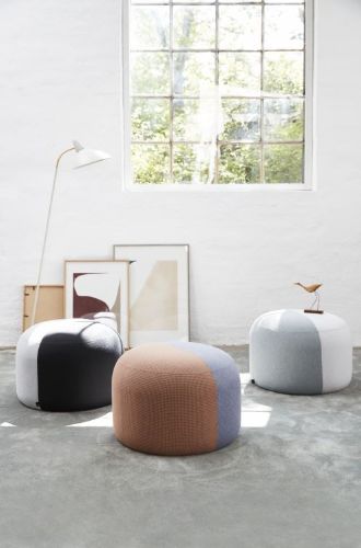 Warm Nordic Dainty Pouf Ø: 55 cm - Minty Grey/Cloudy White