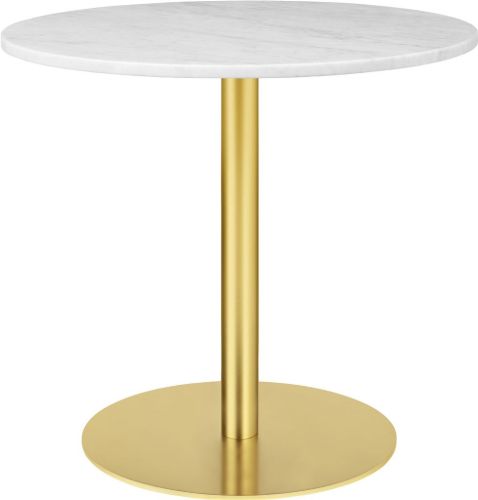 GUBI 1.0 Dining Table Ø: 80 cm - White Carrara Marble/Brass Base