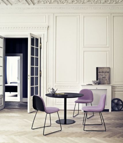 GUBI 1.0 Dining Table Ø: 80 cm - Green Guatemala Marble/Brass Base