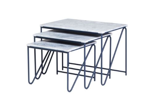 Please Wait to be Seated Triptych Nesting Tables B: 57 cm - Grå/Blå