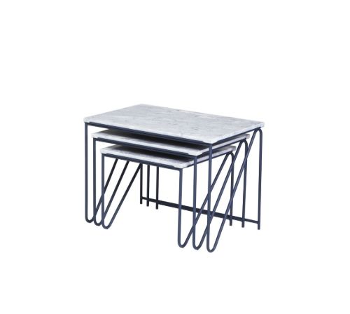 Please Wait to be Seated Triptych Nesting Tables B: 57 cm - Grå/Blå