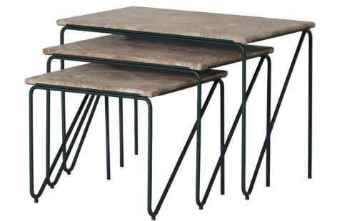 Please Wait to be Seated Triptych Nesting Tables B: 57 cm - Brun/Grøn