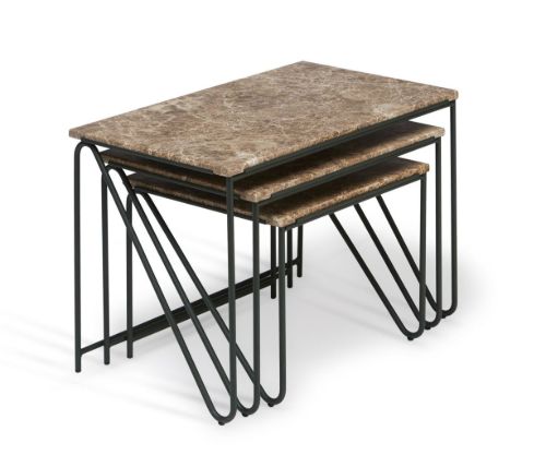 Please Wait to be Seated Triptych Nesting Tables B: 57 cm - Brun/Grøn