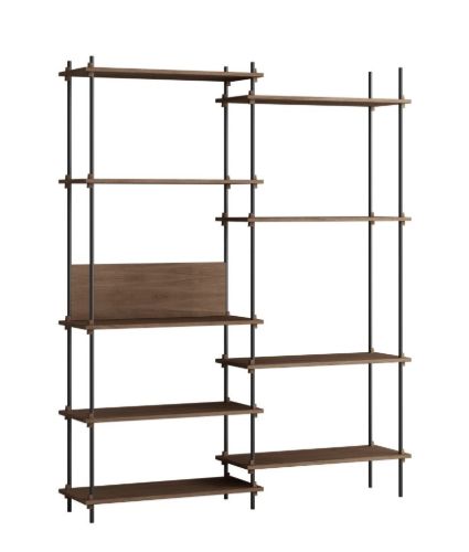Moebe Shelving System Double w. Back Plate 200x162 cm - Smoked Oak/Black