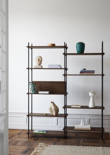 Moebe Shelving System Double w. Back Plate 200x162 cm - Smoked Oak/Black