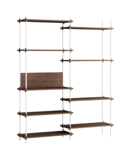 Moebe Shelving System Double w. Back Plate 200x162 cm - Smoked Oak/White