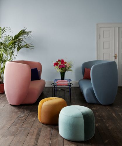 Warm Nordic Dainty Pouf Ø: 55 cm - Bordeaux/Hunter Green