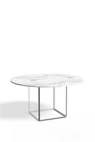New Works Florence Dining Table Ø: 145 cm - White Carrera Marble/White