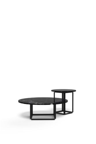 New Works Florence Side Table Ø: 50 cm - Black Marquina Marble / Iron Black
