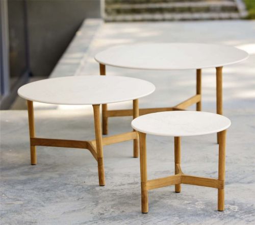 Cane-line Outdoor Twist Sofabord Lille Ø: 45 cm - Travertine/Teak