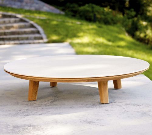 Cane-line Outdoor Aspect Sofabord Ø: 144 cm - Travertine Look Keramik/Teak