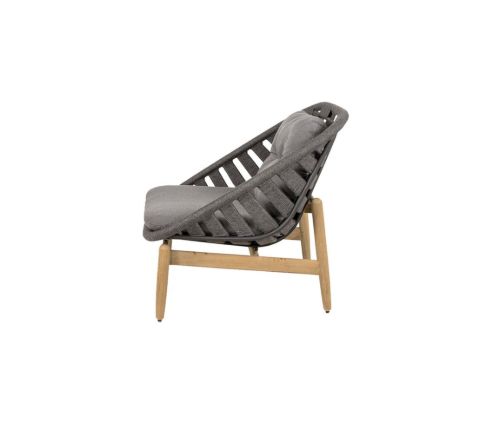 Cane-line Outdoor Strington Loungestol inkl. AirTouch Hyndesæt SH: 40 cm - Dark Grey/Teak m. Soft Rope