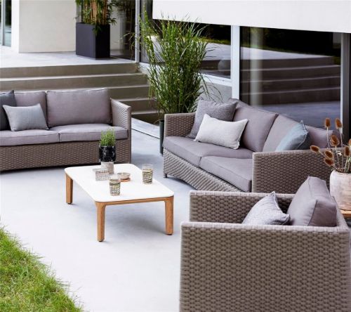 Cane-line Outdoor Aspect Sofabord 120x60 cm - Travertine Look Keramik/Teak