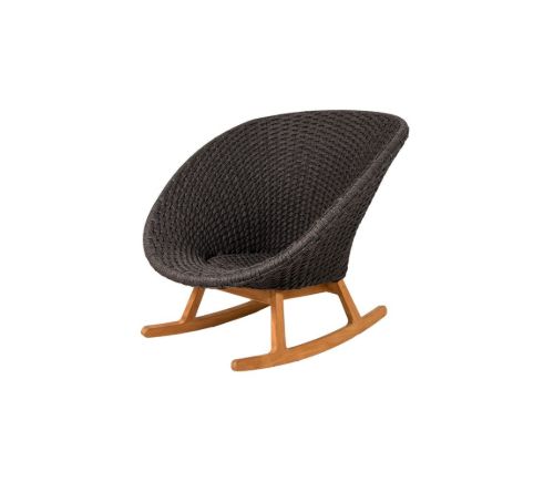 Cane-line Outdoor Peacock Gyngestol SH: 39 cm - Grey Soft Rope/Teak