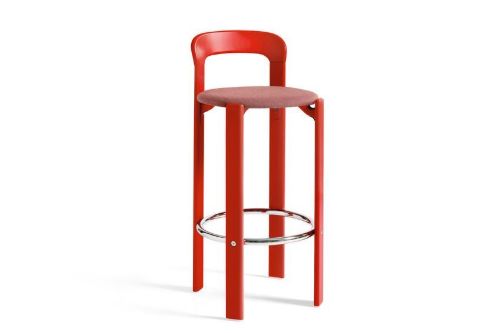 HAY Rey Bar Stool Upholstery SH: 75 cm - Scarlet Red/Steelcut Trio 636