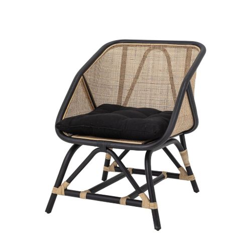 Bloomingville Loue Lounge Stol SH: 37 cm - Rattan/Sort
