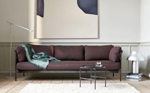 HAY Can 3 Seater L: 247 cm - Olavi by Hay 14 / Black Steel / Natural Canvas