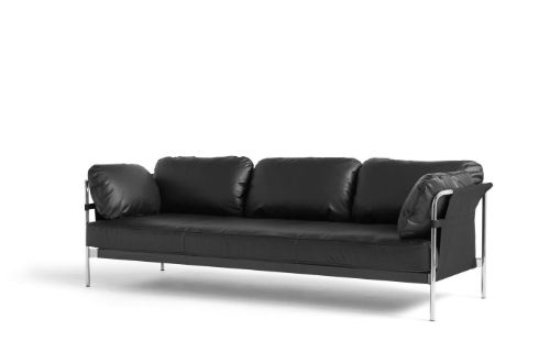 HAY Can 3 Seater L: 247 cm - Sense Black / Chromed Steel