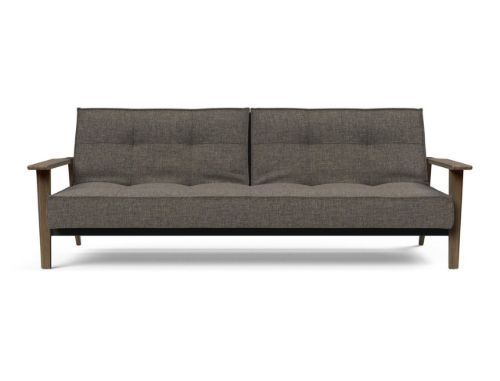 Innovation Living Splitback Frej Sofa Bed B: 232 cm - Smoked Oak/216 Flashtex Dark Grey