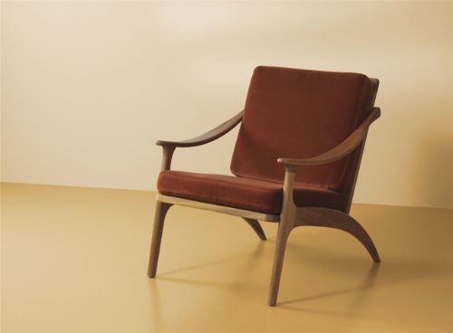 Warm Nordic Lean Back Lounge Chair SH: 41 cm - Teak/Brick Red