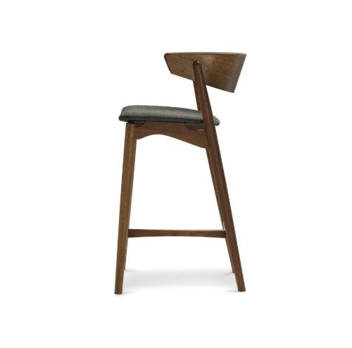 Sibast Furniture No 7 Bar Stool SH: 65 cm - Smoked Oak / Remix 133 Dark Grey