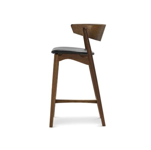 Sibast Furniture No 7 Bar Stool SH: 65 cm - Smoked Oak / Black Leather