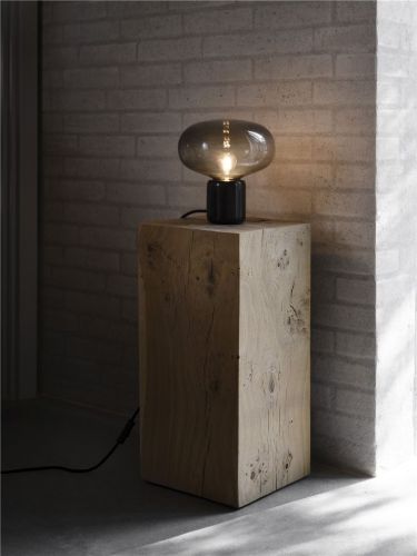 New Works Karl-Johan Table Lamp - Black Marquina/Smoked Glass