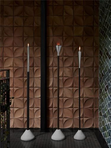 Blomus Orchos Garden Torch With Wooden Pole H: 145 cm - Stainless Steel Matt