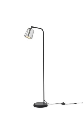 New Works Material Floor Lamp H: 125 cm - Stainless Steel/Black Base
