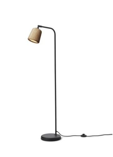 New Works Material Floor Lamp H: 125 cm - Natural Oak/Black base