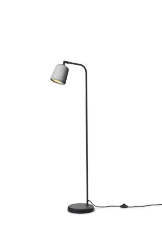 New Works Material Floor Lamp H: 125 cm - Light Grey Concrete/Black Base