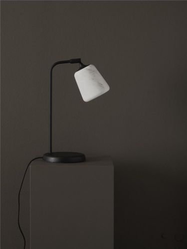 New Works Material Table Lamp H: 45 cm - White Marble/Black base