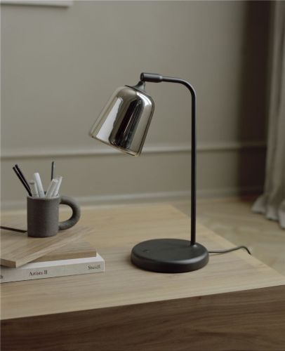 New Works Material Table Lamp H: 45 cm - Yellow Steel/Black base