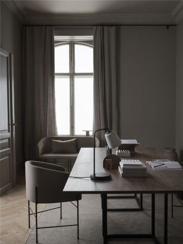 New Works Material Table Lamp H: 45 cm - Dark Grey Concrete/Black base