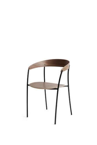 New Works Missing Armchair SH: 46 cm - Walnut/Black