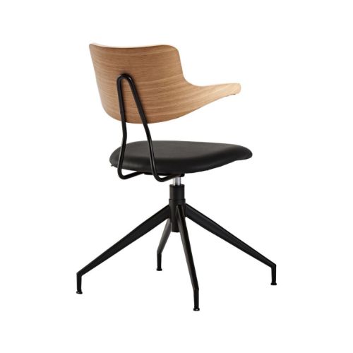 Vermund VL119 Spisebordsstol SH: 46 cm - Sort Stel/Olieret Eg/Sort Sierra Læder