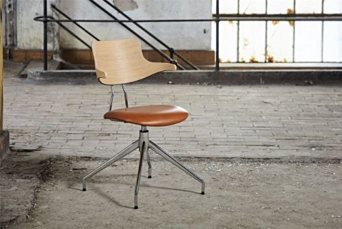 Vermund VL119 Spisebordsstol SH: 46 cm - Krom/Olieret Eg/Cognac Sierra Læder