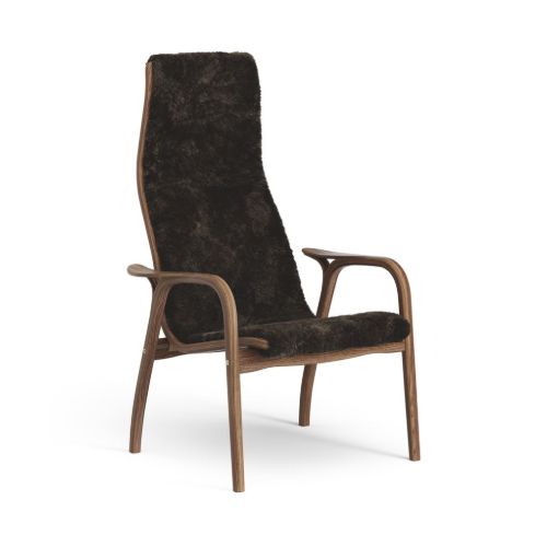 Swedese Lamino Lænestol SH: 41 cm - Lakeret Valnød/Fåreskind Espresso