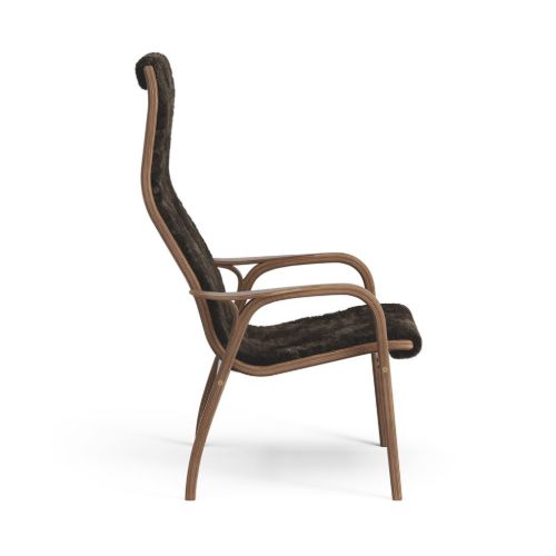 Swedese Lamino Lænestol SH: 41 cm - Lakeret Valnød/Fåreskind Espresso