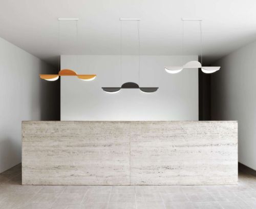 FLOS Almendra S3 Linear Loftlampe L: 128,6 cm - Bay Blue Metallized